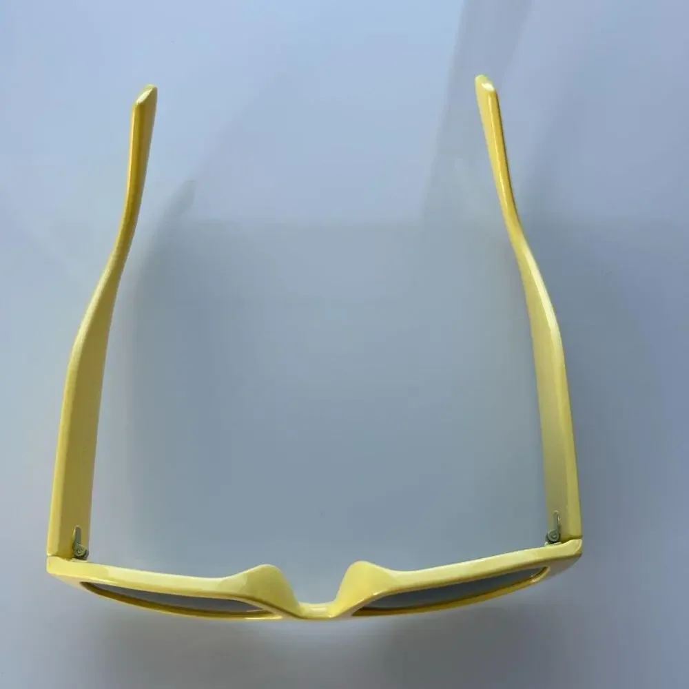 Bright Yellow Chunky Rectangular Sunglasses Retro Vintage Style Unisex